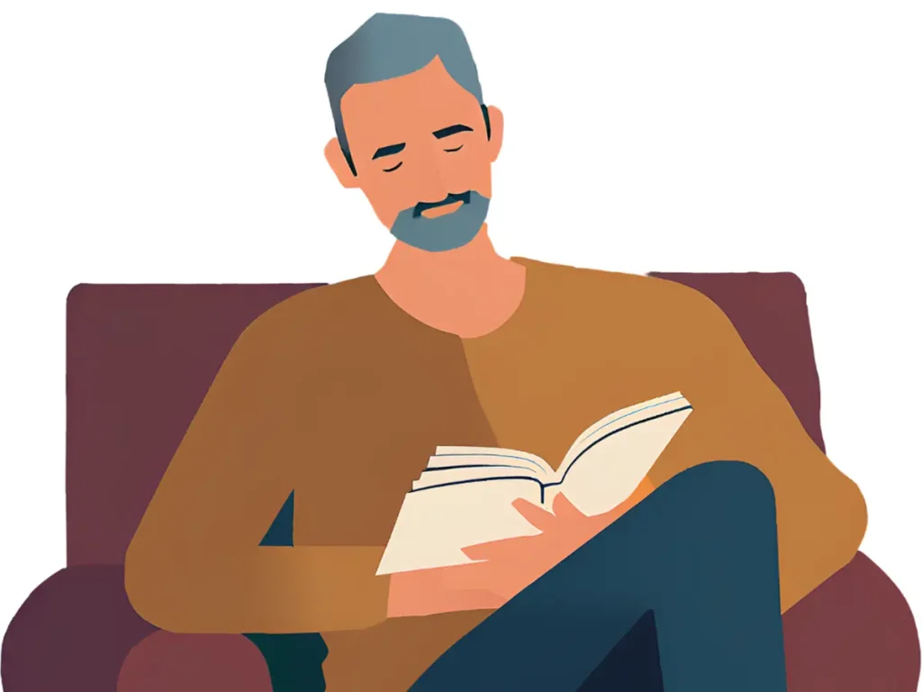 読書をする40代男性