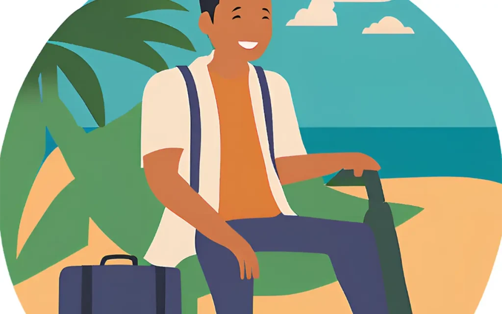 海を見にきた大人旅をしている男性