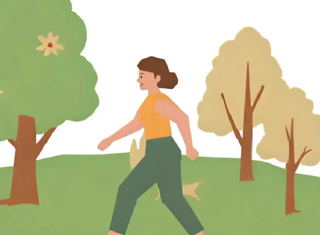 健康維持の為ウォーキングを続けている40代女性