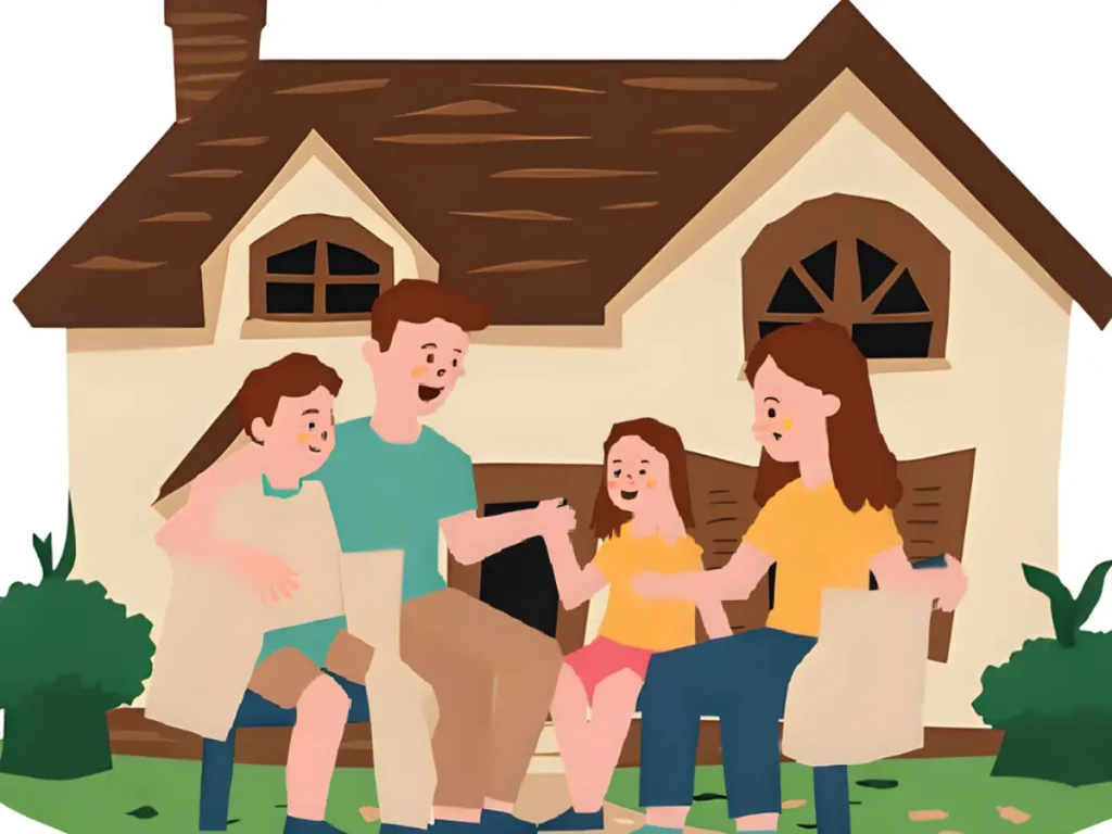 家族で健康を共有し、幸せな時間を過ごしている40代