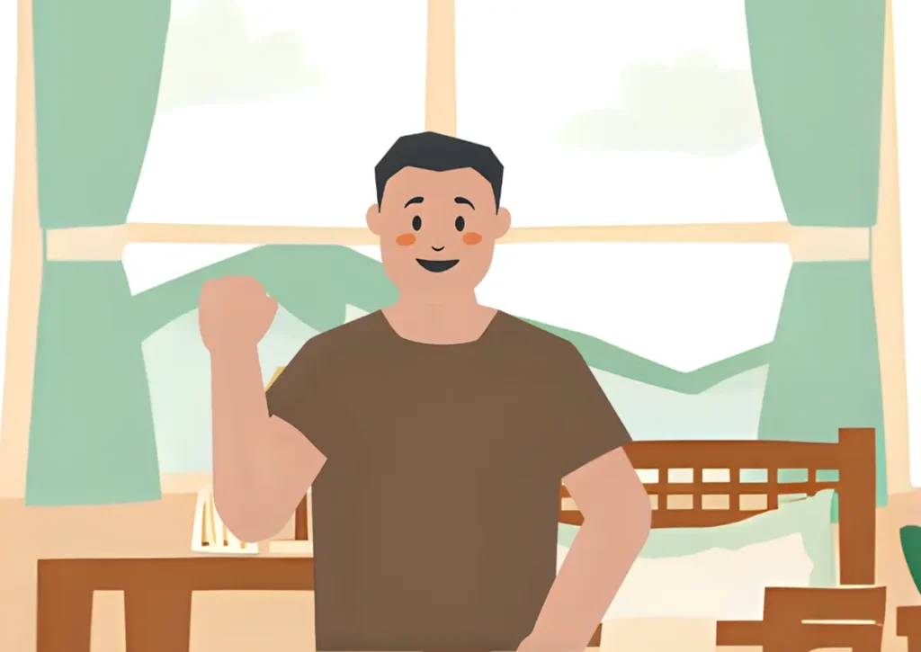 頑張ってセルフケアを始めた40代男性