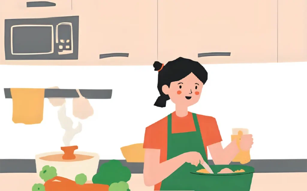 家事代行サービスがおいしい料理を作っているところ