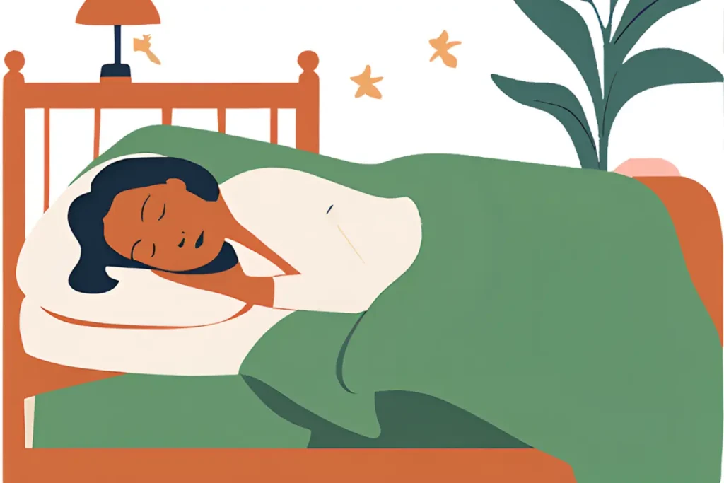 最近睡眠時間が短くなった40代女性が就寝中。