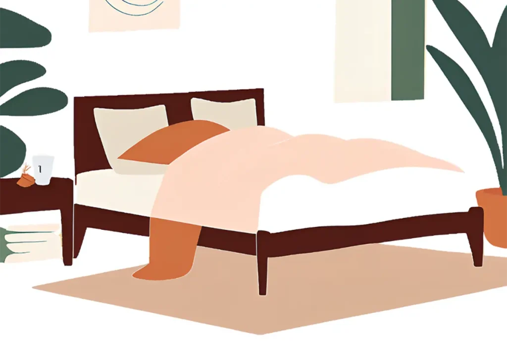 理想の睡眠環境を整えた寝室。
