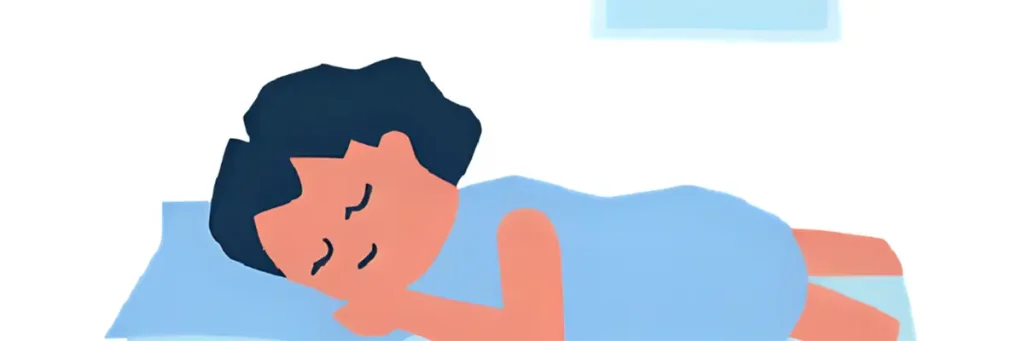 理想の睡眠がとれるようになって、しっかり眠りについている40代
