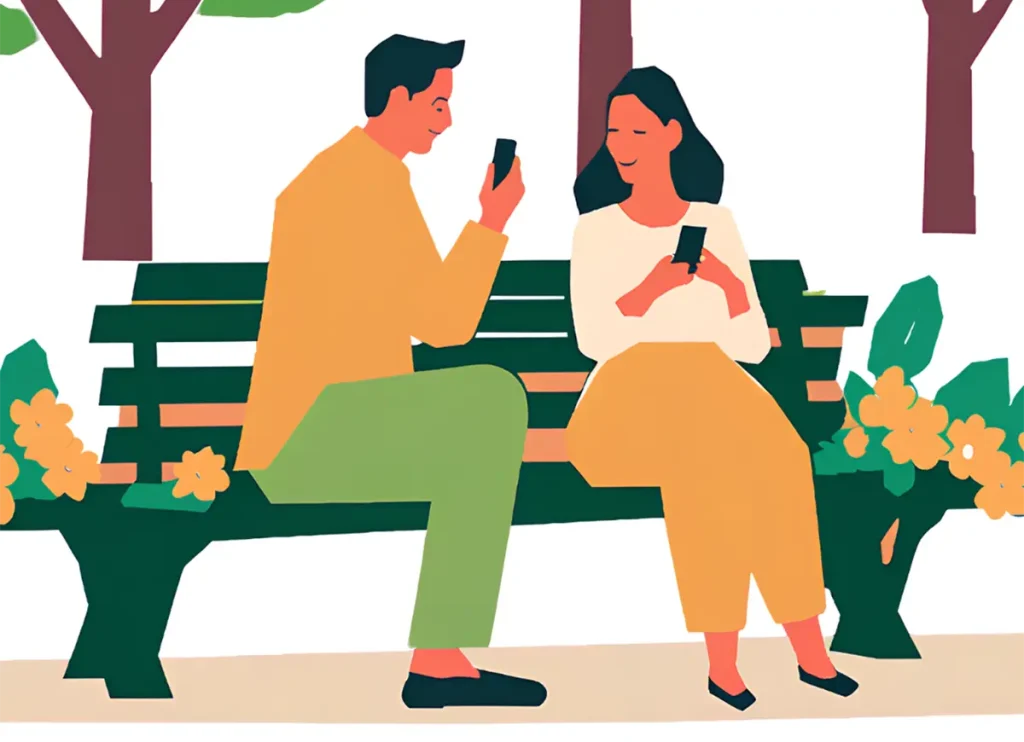 SNSについて話し合っている40代の友達