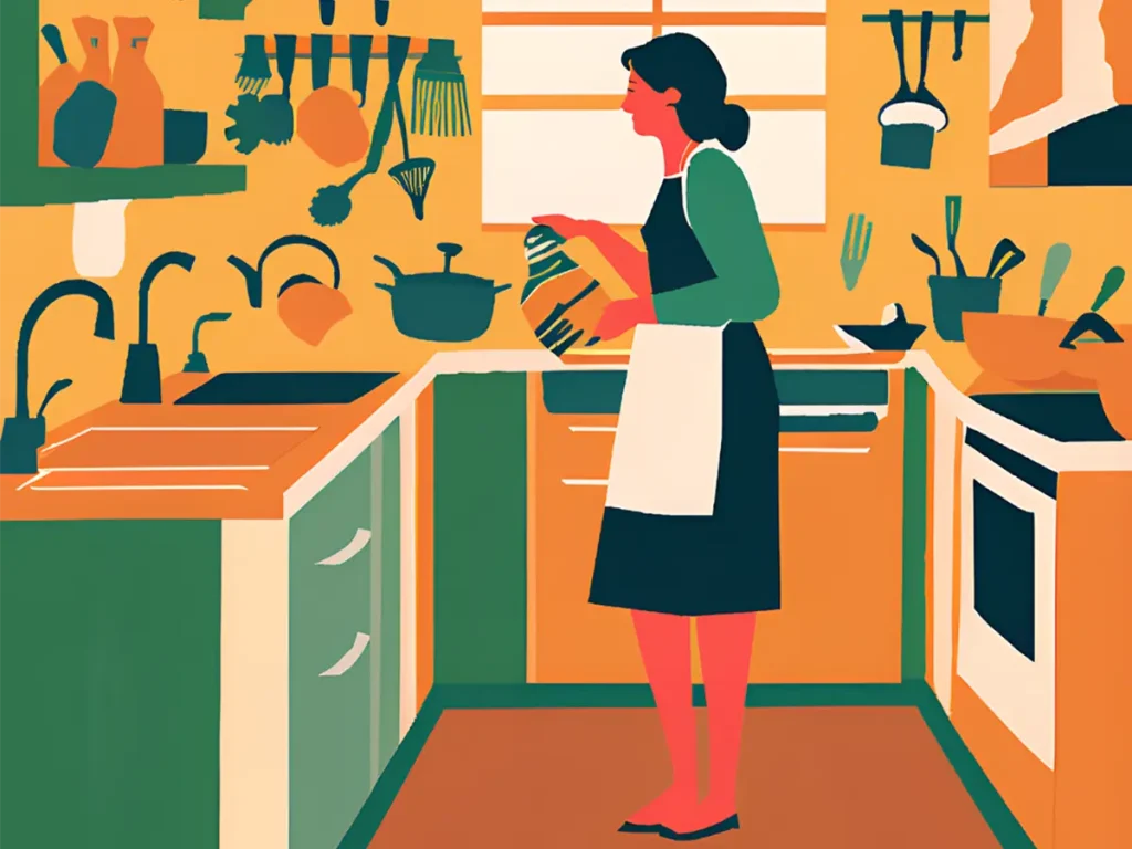 仕事と家事の両立がしんどいと感じている40代主婦が、料理してるところ