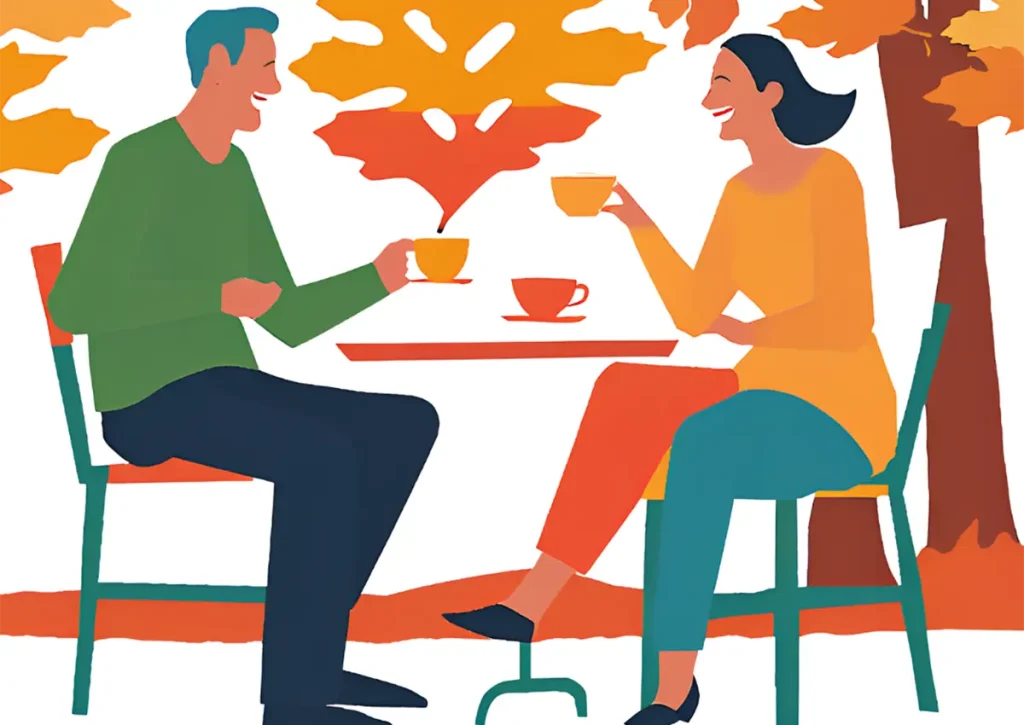 すれ違いを防ぐために共感力をアップしようとしていろいろ話をしている40代夫婦