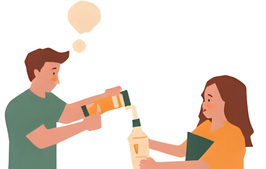 職場の飲み会を行きたくないけど断れない女性が参加している様子。