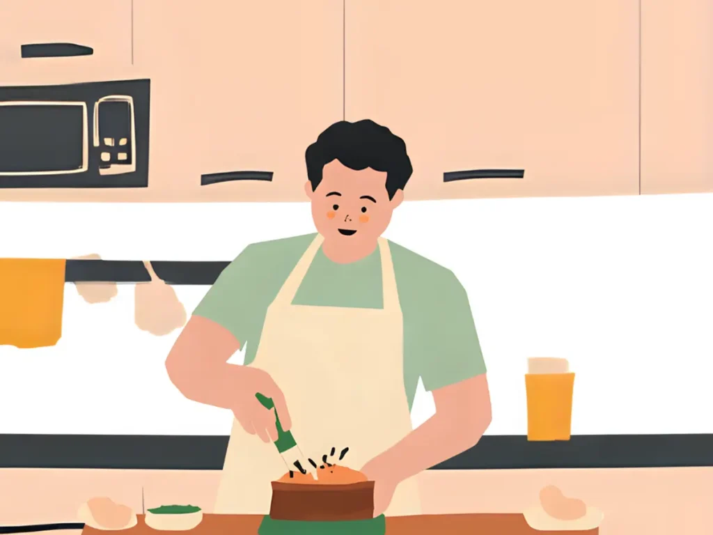 材料も厳選して、こだわりのお菓子づくりをしている40代男性