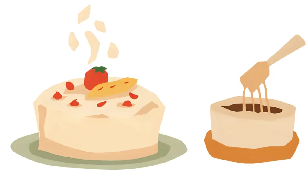 おいしそうなケーキを作っているところ
